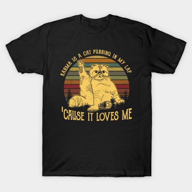 Karma Is A Cat Purring In My Lap 'Cause It Loves Me T-Shirt by Wesley Mcanderson Jones